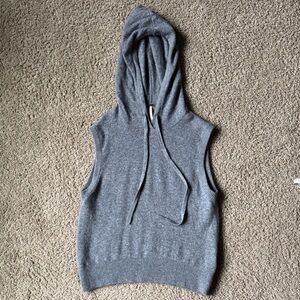 Free People Gray Sleeveless Knit Hoodie